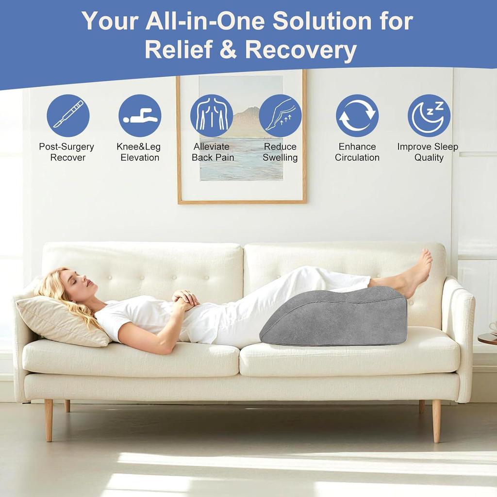 Adjustable PVC Inflatable Leg Pillow for Circulation and Elevation - Dual-Use for Home and Travel