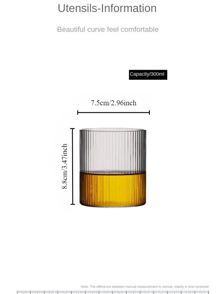 Japonský kreativní skleněný pohár na džus, nápoj, kávu, s vertikálním vzorem, průhledná sklenice na whisky, ručně vyráběná