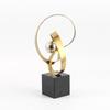 Metal Handicrafts Wrapped with Golden Ribbons Geometric Abstract Sculpture Metal Figurine Home Decoration Accessories