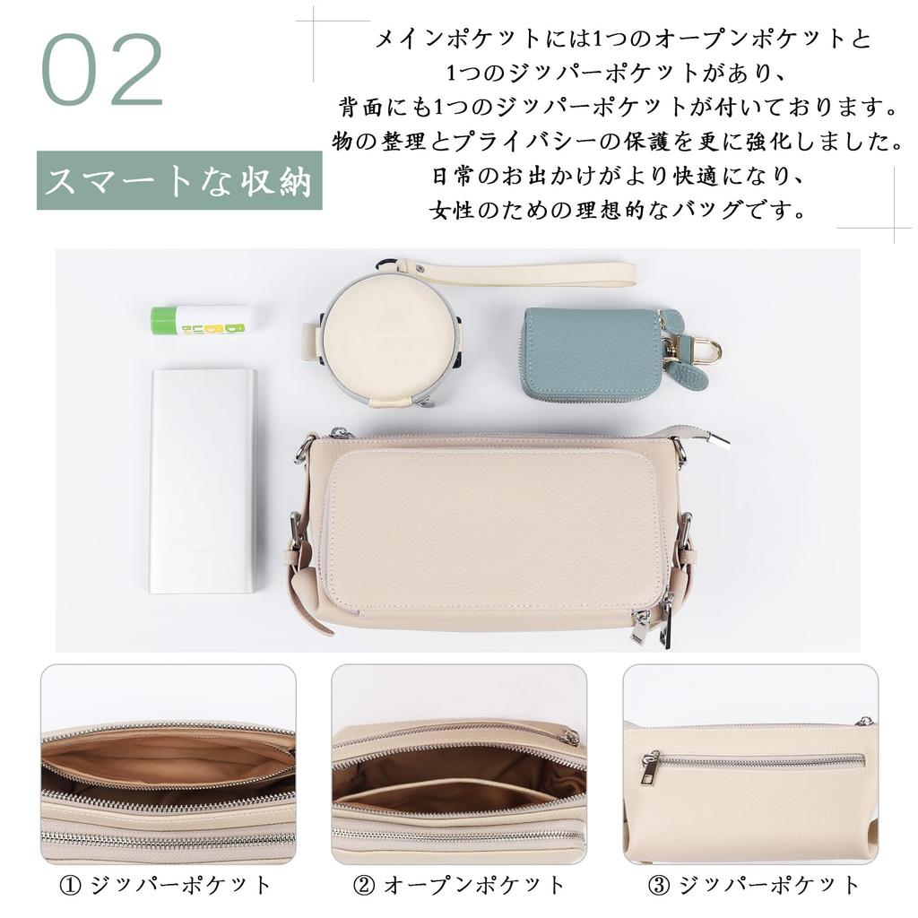 Genuine Leather Shoulder Bag for Wallet Smartphone Large Commuting [MFFOR] Women, 2-way, Pochette, Shoulder, Crossbody, Handheld, Lightweight,