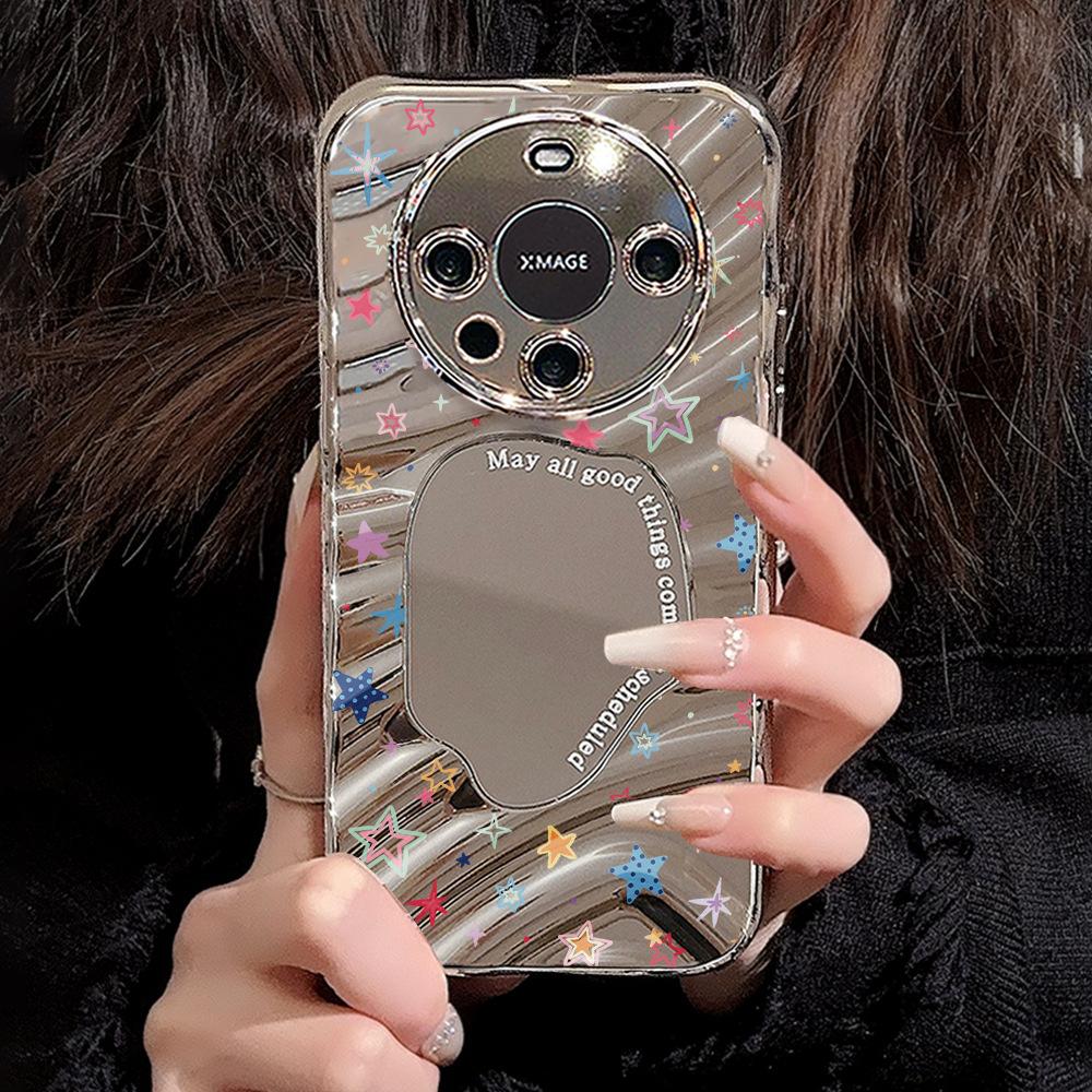 Mirror Phone Case for iPhone 16 11 13 14 for 16 Pro 12 13 15 16 Pro Max for Samsung A15 A16 A35 A55 Cute Cloud Flower Puppy Electroplated Phone Case