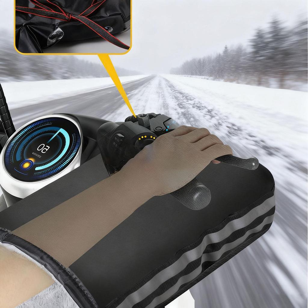 Winter Motorcycle Handlebars Windproof Waterproof Cycling Handlebar Mittens With Reflective Strips Bike Handlebar Cover