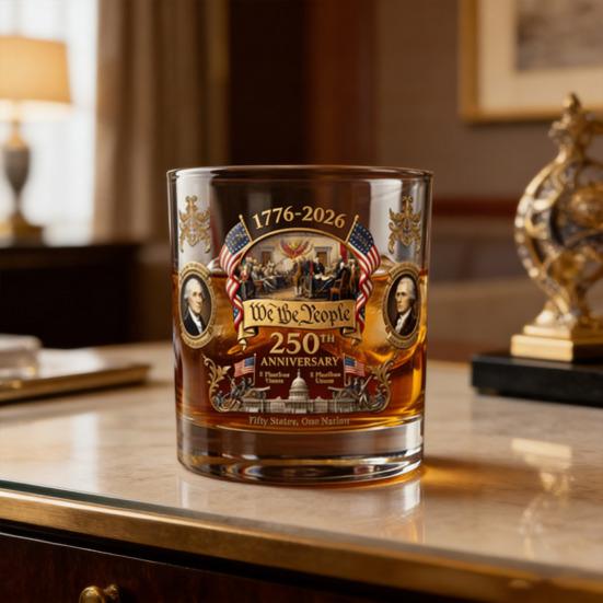 America 250th Anniversary Glass We The People Whiskey Glass Liquor Bourbon Cocktail Glass Patriotic Gift for Father's Day or Veterans