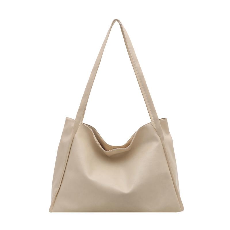 Solid color high-end shoulder tote bag niche simple underarm bag retro versatile tote bag