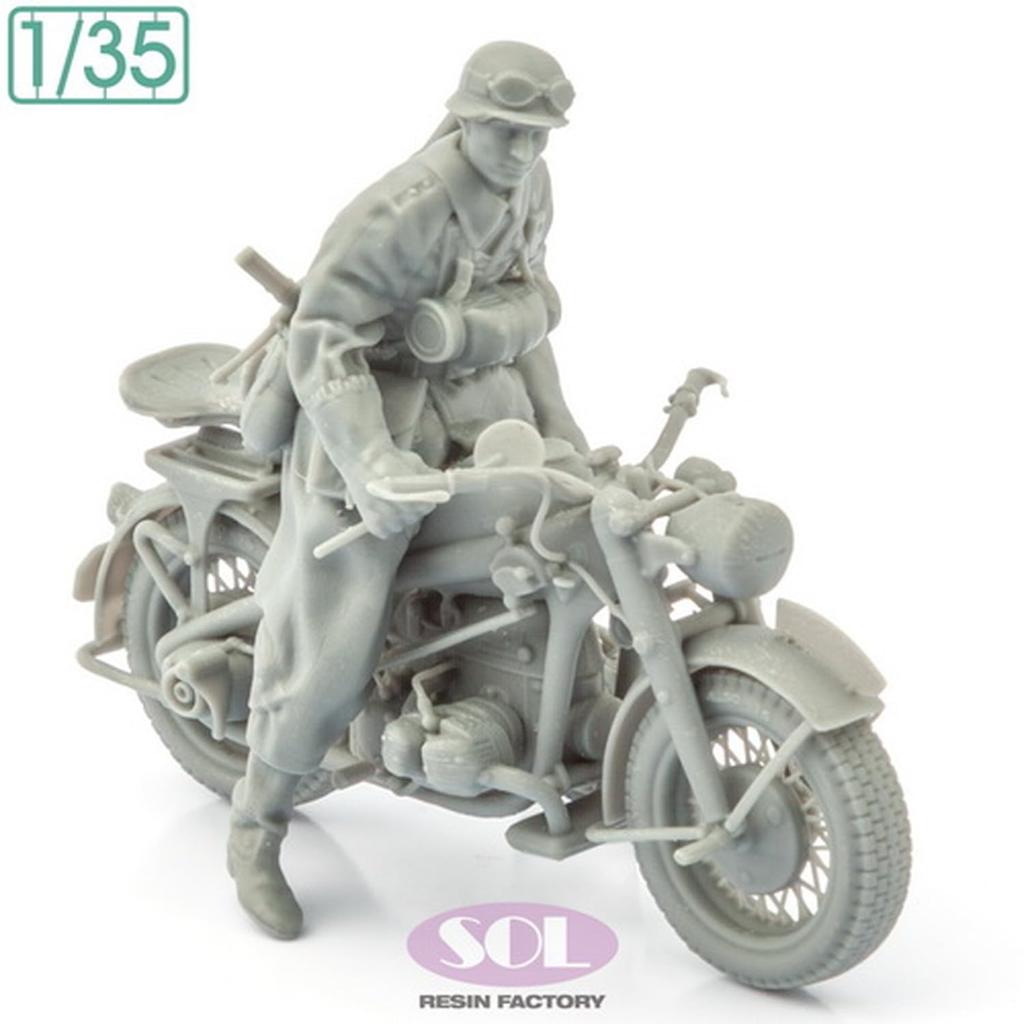 Sol Model WWII German KS750 Military Motorcycle with Field Military 3D Printer MM900 1/35 Police, Kit, (Motorcycle)