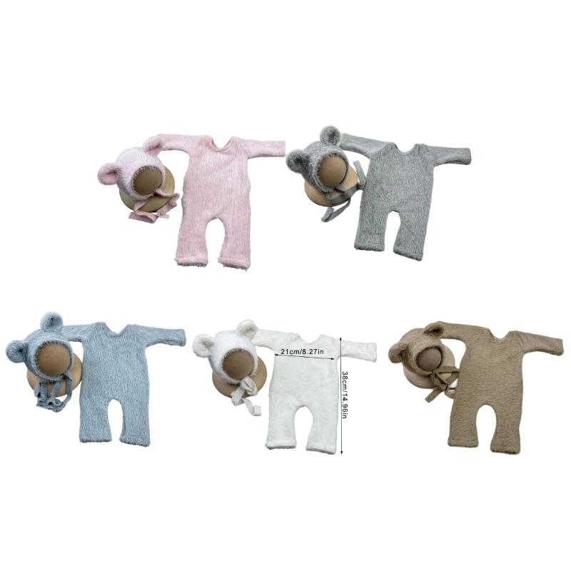 Baby Photography Props Bear Shape Outfit and Hat Set Boy Girl Outfit Photo Shoot Clothes Baby Costume Clothing