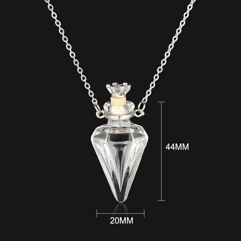 Openable Glaze Vial Pendant Necklace Water Drop Heart Steel Chain Keepsake Jewelry Gift Perfume Mini Bottles Jewellery Necklace