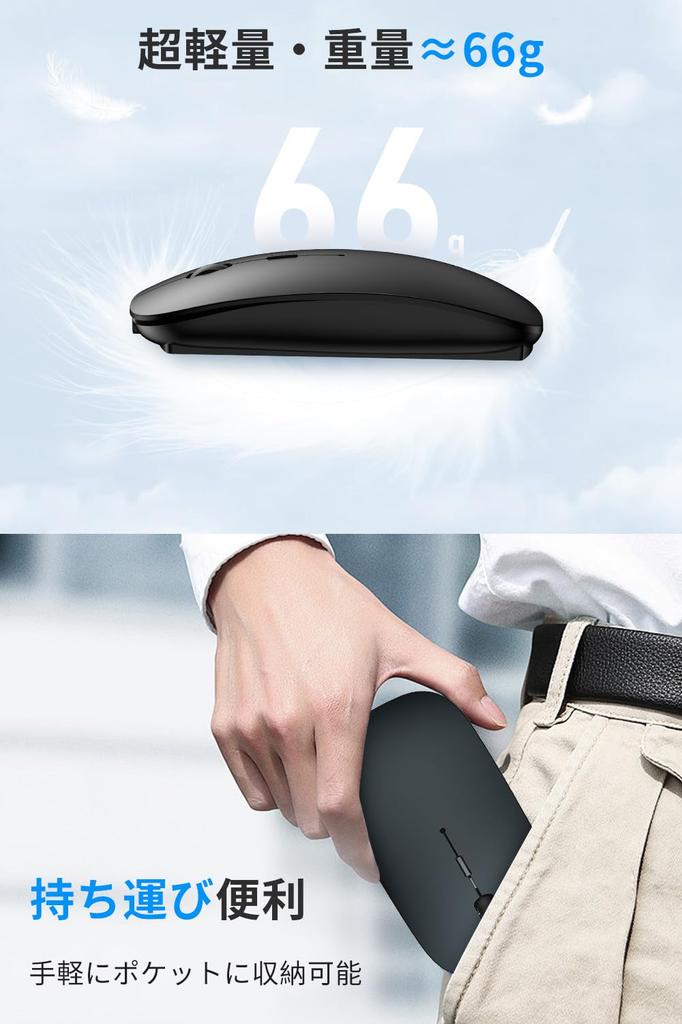 [2026 New Model - Type-C & USB-A Connection Modes] Bluetooth Type-C Rechargeable Wireless Mouse, 2.4GHz Optical, 3dpi Switchable, Silent, Slim,