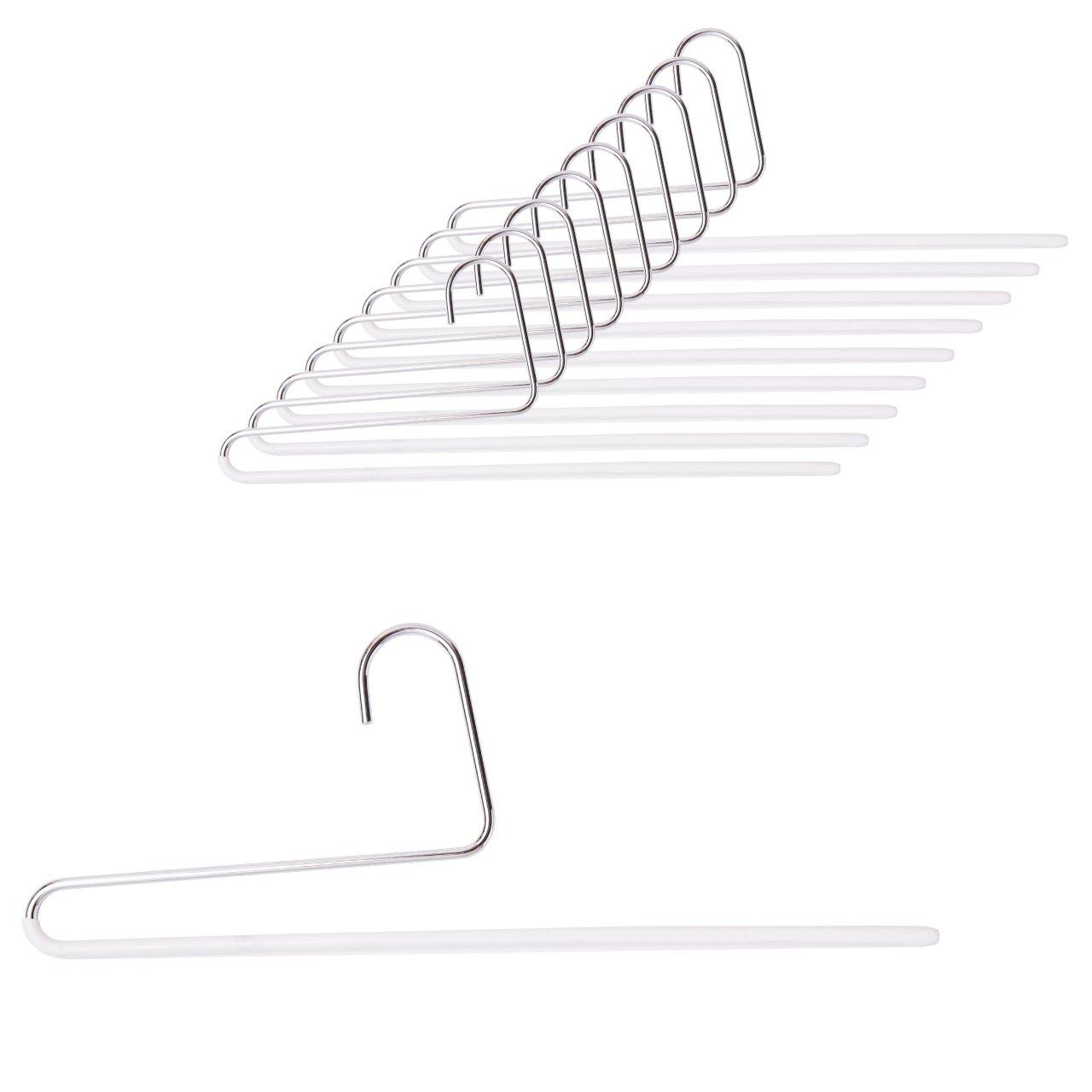 

MAWA Pants Set of Steel with Special Plastic Made in Germany Hangers, Single, 10, White, Coating, белый