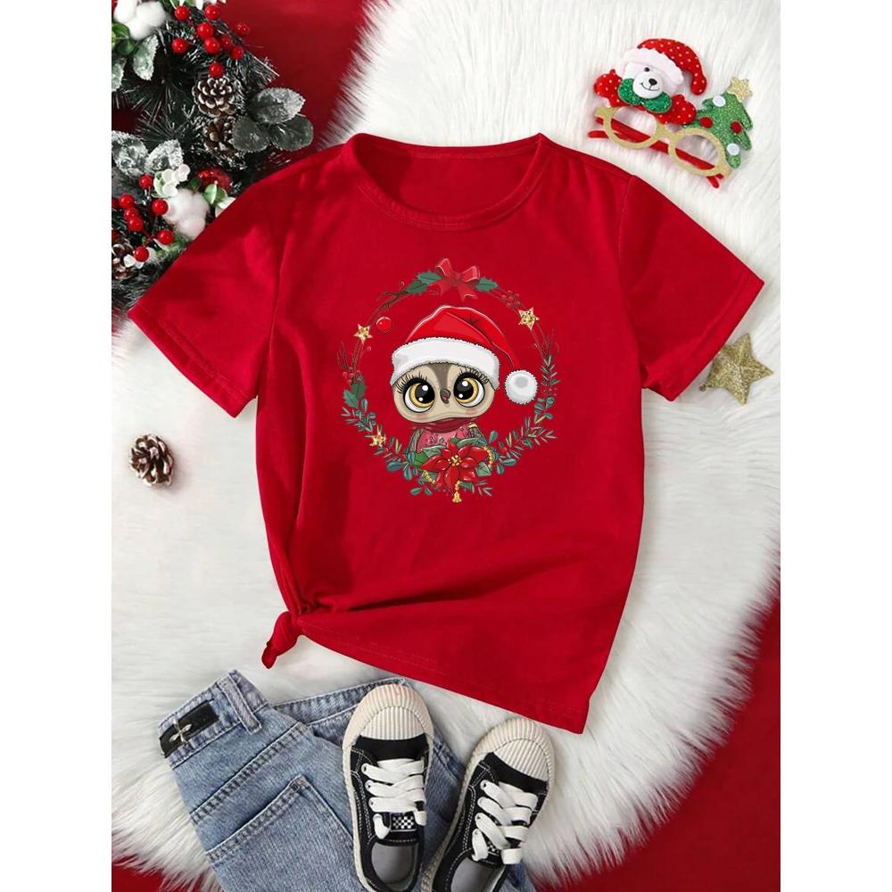 Christmas Print Women's Top Casual Short Sleeves Loose Comfortable T-Shirts Women’s