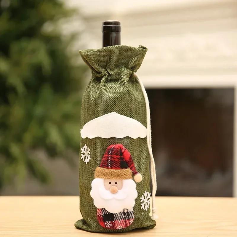 Christmas Wine Bottle Cover Wine Bag Linen Christmas New Champagne Wine Bottle Cover Bottle Bag Dining Table Decoration