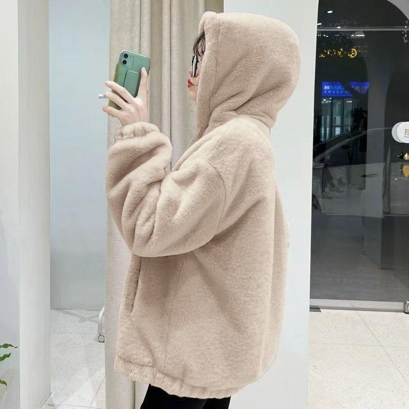 Fashion imitation fur jacket women's tide autumn and winter new imitation Rex rabbit hair loose stand-up collar women's clothing
