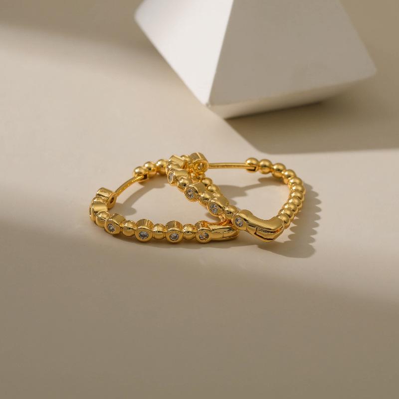 K Gold Plated Copper Creative Zircon Simple Ear Buckle Earrings