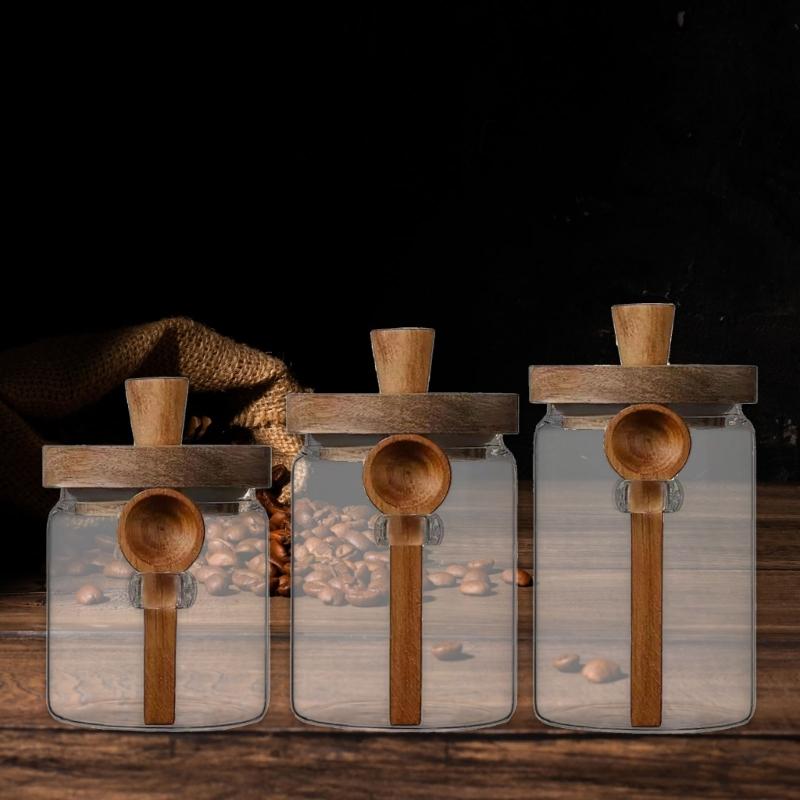 Clear Glass Coffee Canister Airtights Storage Jar For Kitchen Organization