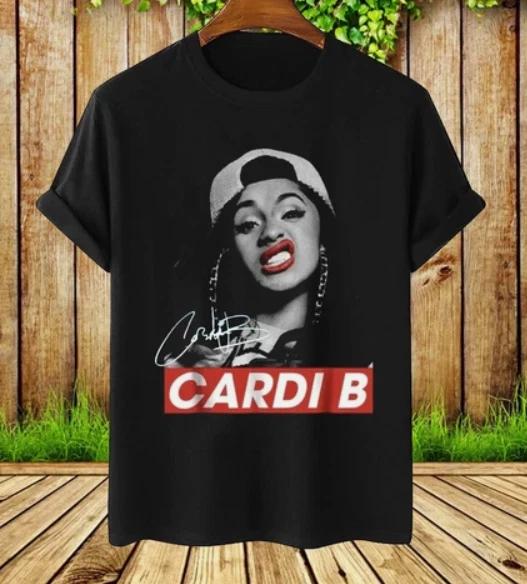 Rare Cardi B Signature Gift For Fan Black All Size Funny T-Shirt S