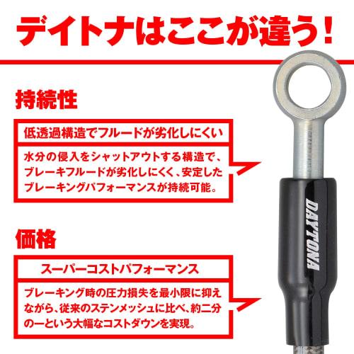 Daytona Nichirin Motorcycle Brake/Clutch Hose Stainless Mesh with Banjo Adapter High Spec Line 90° Twist 750mm 60593