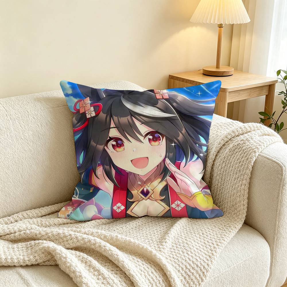 U-Umamusume P-Pretty D-Derby Square Double-Sided printed Pillow Case Bedroom Bedside Pillow Sofa Cushion Cover