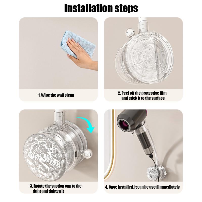Suction Cup Lazy Hair Dryer Curling Wand Storage Rack Bathroom Toilet Punch-Free Bracket Straight Hair Storage Hair Dryer Rack