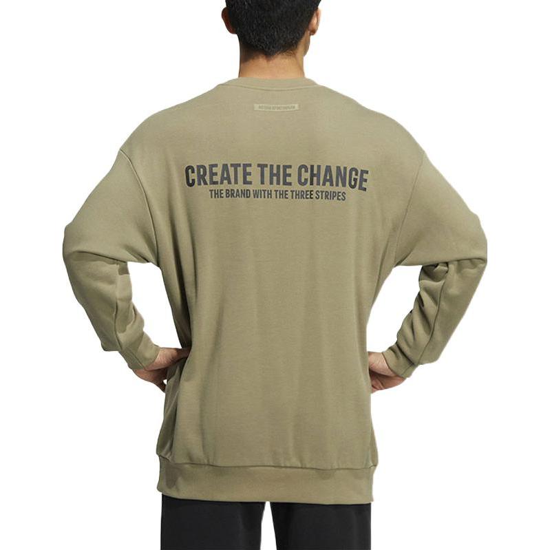 Adidas Bluza Pulower Wzór z Nadrukiem Alfabetu Okrągły Dekolt Długi Rękaw Męska Góra Zielona HZ7019