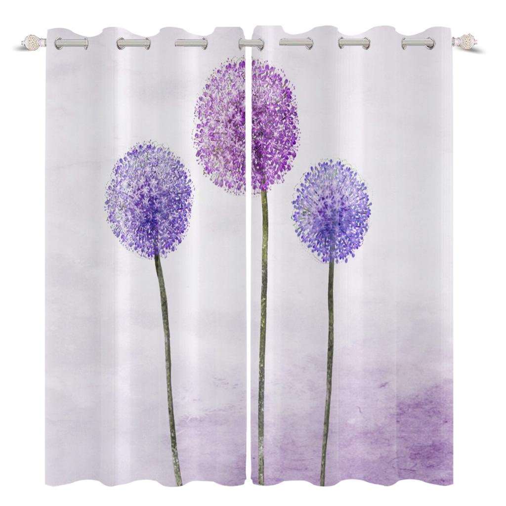 2Pcs Fresh Dandelion Pattern Blackout Curtains Home Bedroom Living Room Darkening Heat-insulating and Noise-reducing Curtain