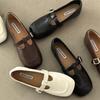 French retro square head grandma shoes 2025 new T-buckle Mary Jane single shoes temperament flat-soled small leather shoes