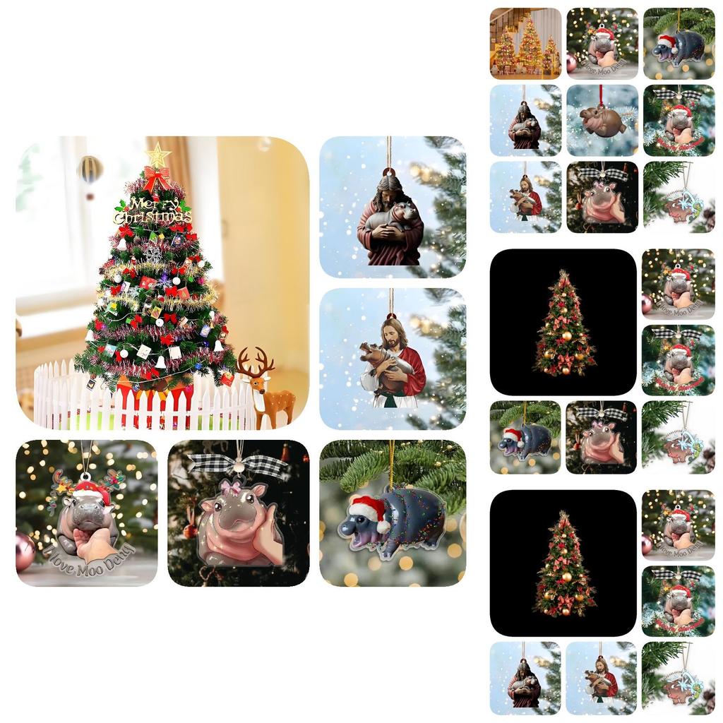 Charmantes Muh Muh Nilpferd Weihnachtsgeschenk Und Niedliche Baumdekoration Für Festliche Stimmung