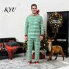 Мягкая одежда для сна на зиму, Комплект matching family pajamas, Зелено-белая полоска, Рождественский, 2 предмета, Милые пижамные комплекты для мужчин и женщин, Праздничные, С длинным рукавом, Для отдыха