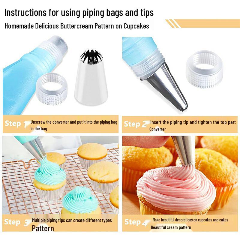 66-Piece Cake Turntable & Decorating Set: Piping Bags, Tips, Decorating Pens & Tools