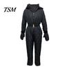 Tuta da Sci con Chiusura a Zip da Donna Tuta Invernale con Guanti Vita Elastica Imbottita Spessa Tuta da Neve Giacca con Cappuccio Antivento Outfit da Esterno Impermeabile