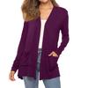 Women's Fashion Solid-Colour Long-Sleeved Pocketed Slim-Fit Cardigan Jacket