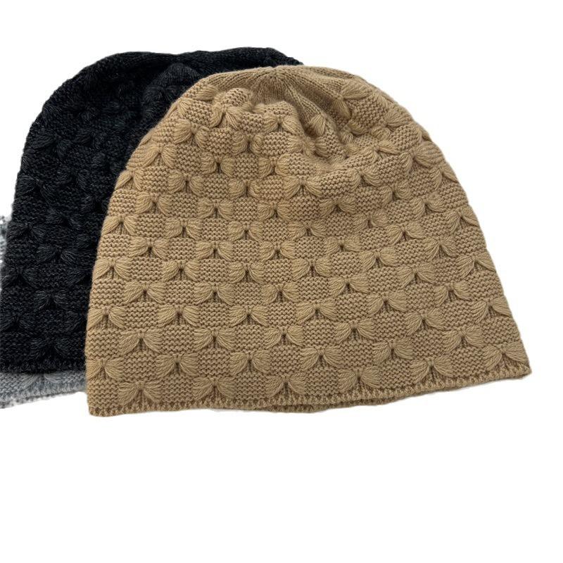 Elegant literary and artistic autumn and winter new cashmere hat hollow knitted wool hat warm bag head ear protection hat tide confinement hat