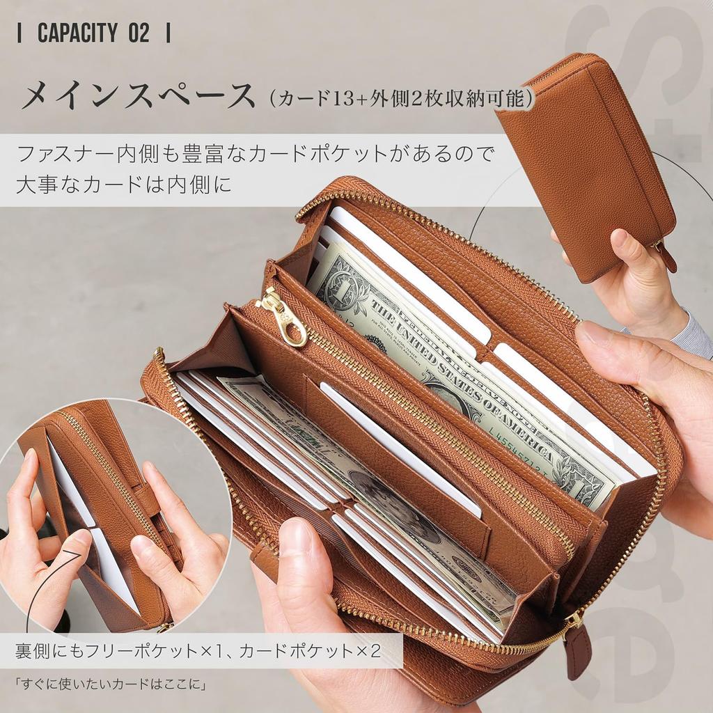 Lange Geldbörse aus echtem Leder mit großem Fassungsvermögen für 30 RFID- und Skimming-Karten, getrennt für geschäftliche und private Nutzung, passend für Versicherung, Ausland und mehr SW7 [BLUE SINCERE]