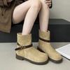 New sub-skinny fashion boots Martin boots short boots versatile stacking boots retro women's thick heel medium tube autumn and winter 2025