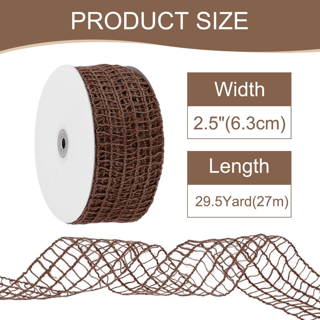 1/2pcs Mesh Burlap Wired Ribbon Natural Jute Fabric Ribbons Linen Woven Ribbon Rolls for Christmas Halloween Party 2.5" x 30Yard