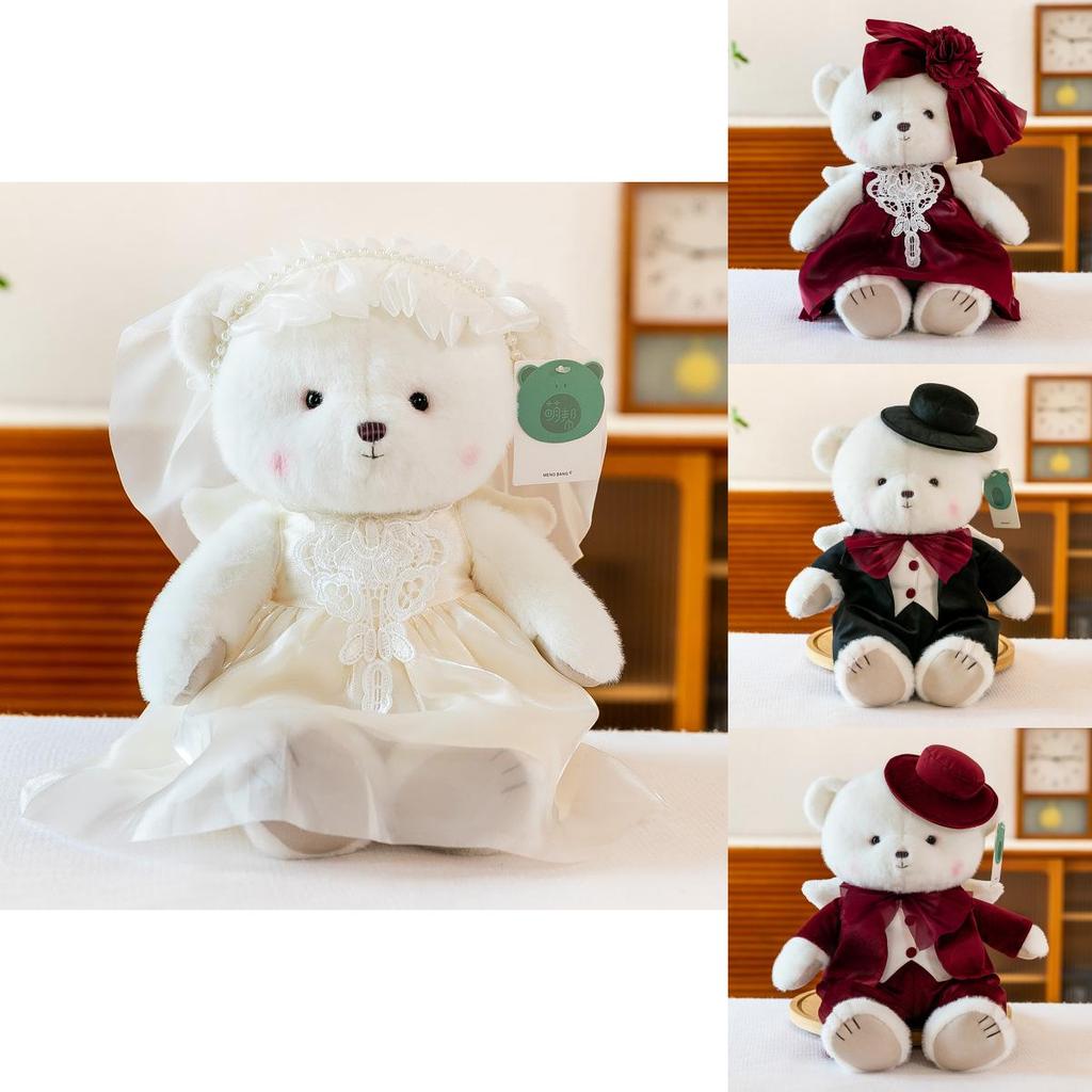 Adorable Couple Angel Bear Plush Toy Wedding Dolls For Romantic Celebrations