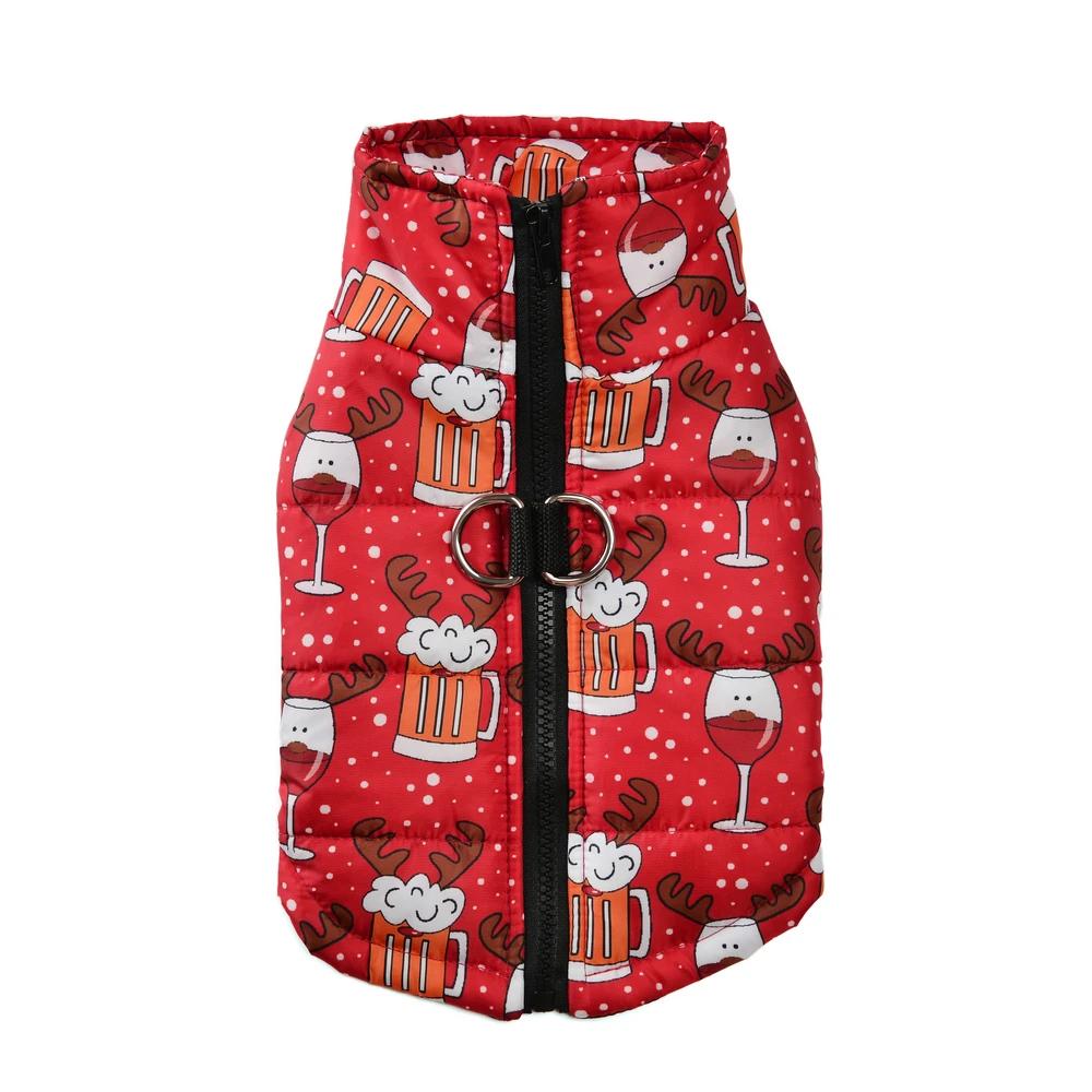 Winter Dog Clothes Christmas New Year Jacket For Small Dogs Vest Cats Coat Costume Santa Claus Print Party Outfit Pet Supplies