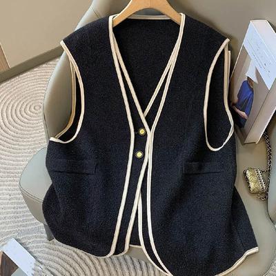 Colete para Mulheres Algodão Outono Inverno Tops Sem Mangas Colete Suéter Oversize Down Casual Colete de Gola V