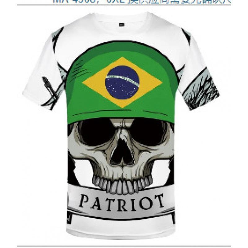 Brazil Flag Print Short Sleeve T-Shirt, Men's Fashion Casual Tee