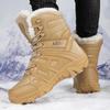 Military Boots Men's Large Size Combat Boots Fleece Thermal Tactical Boots Men's Winter Wild High-top Outdoor Hiking Shoes Cotton Shoes