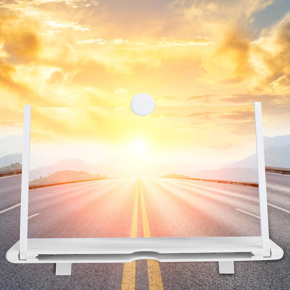 12   3D Phone Screen Magnifier HD Screen Amplifier PullOut Bracket for Movies Videos Games(12    White )