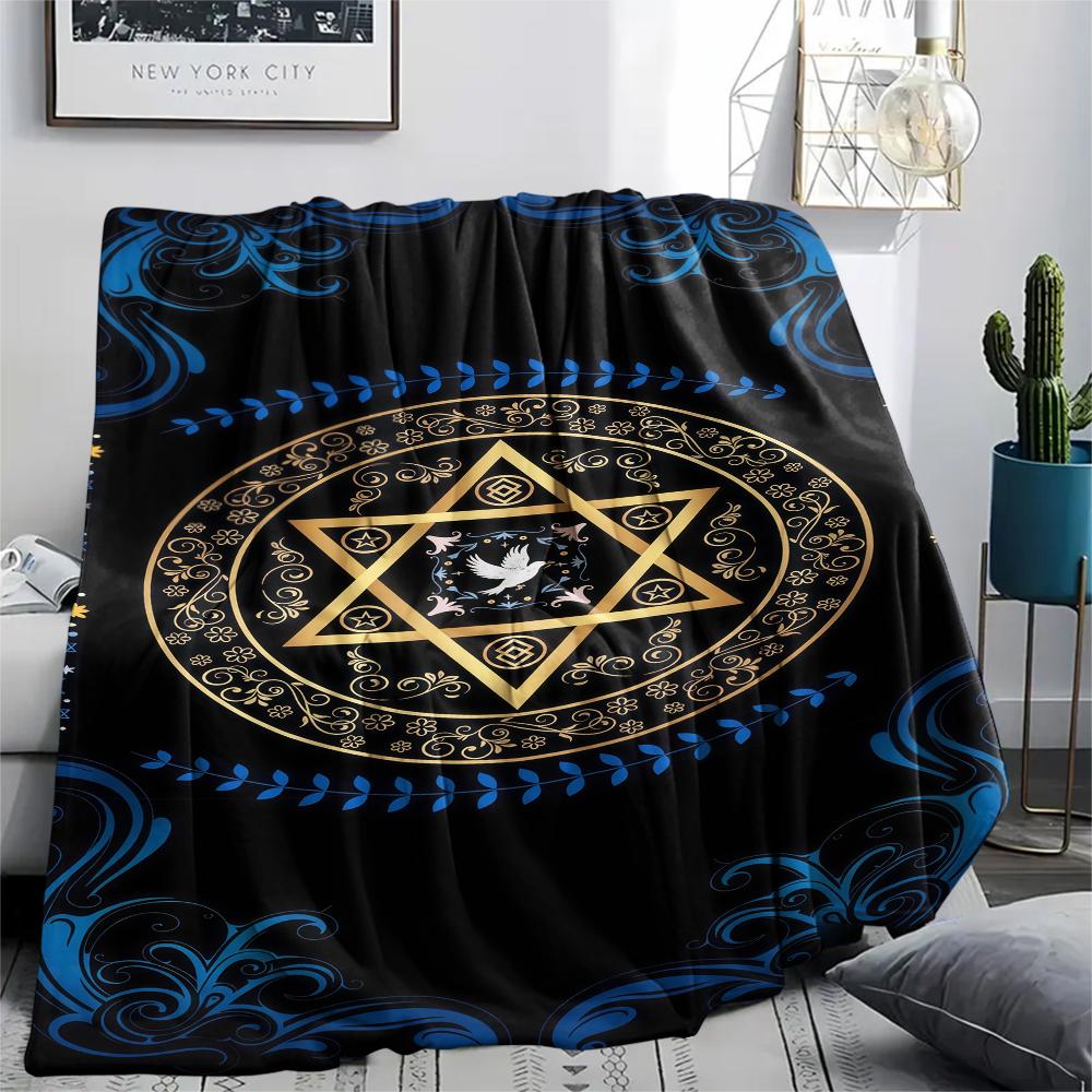 1PC Hanukkah Print Flannel Blanket, High quality All Seasons, Home Decor, Warmth and Comfort, Perfect for Christmas Gifts