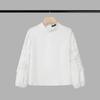 ZANZEA Women Hollow Crochet Splice 3/4 Sleeve Loose Casual Blouse