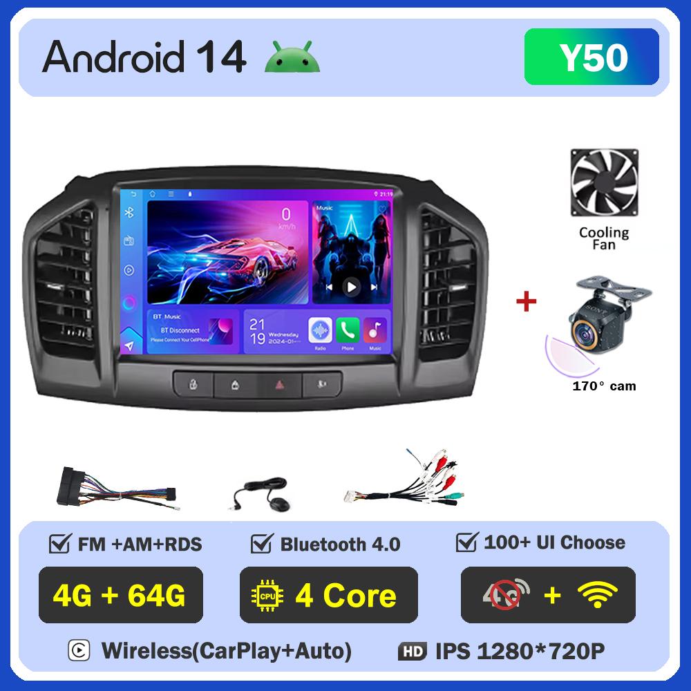 Car Radio Carplay Android 14 For Opel Insignia 2008 - 2012 For Buick Regal 2009 - 2013 Navigation GPS Stereo 4G Wifi No 2din DVD