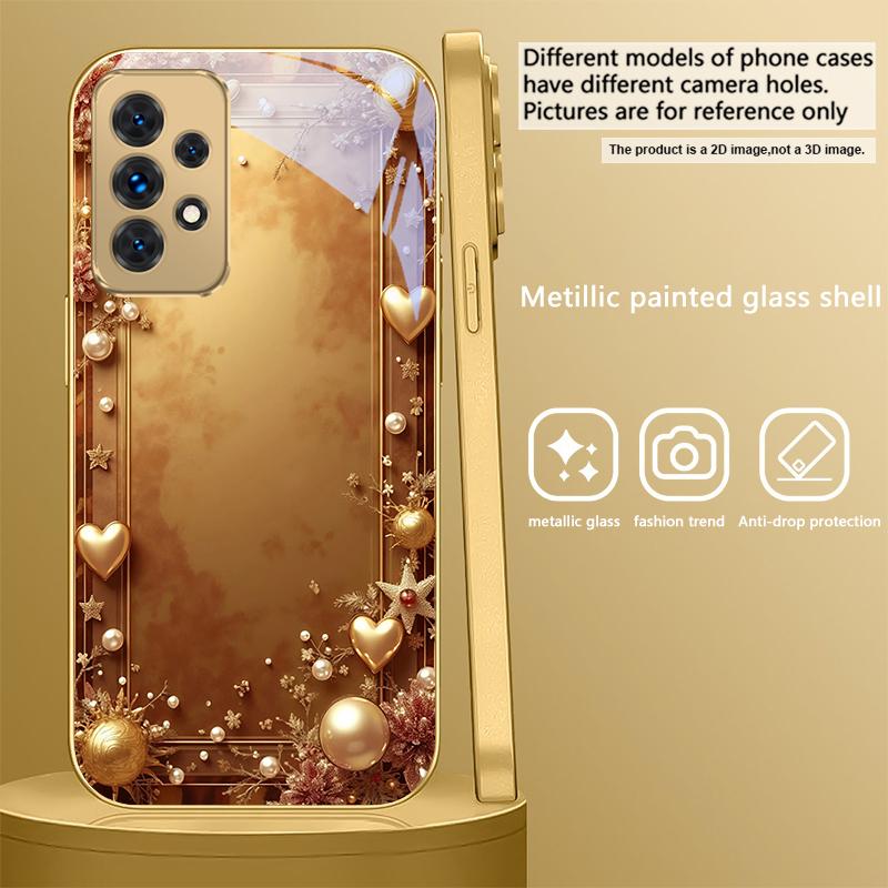 

Golden ribbon and bow For Samsung A 31 32 A33 A34 35 14 A15 13 16 25 26 50 52 53 54 55 56 70 71 72 73 Golden glass phone case Galaxy A73 5G