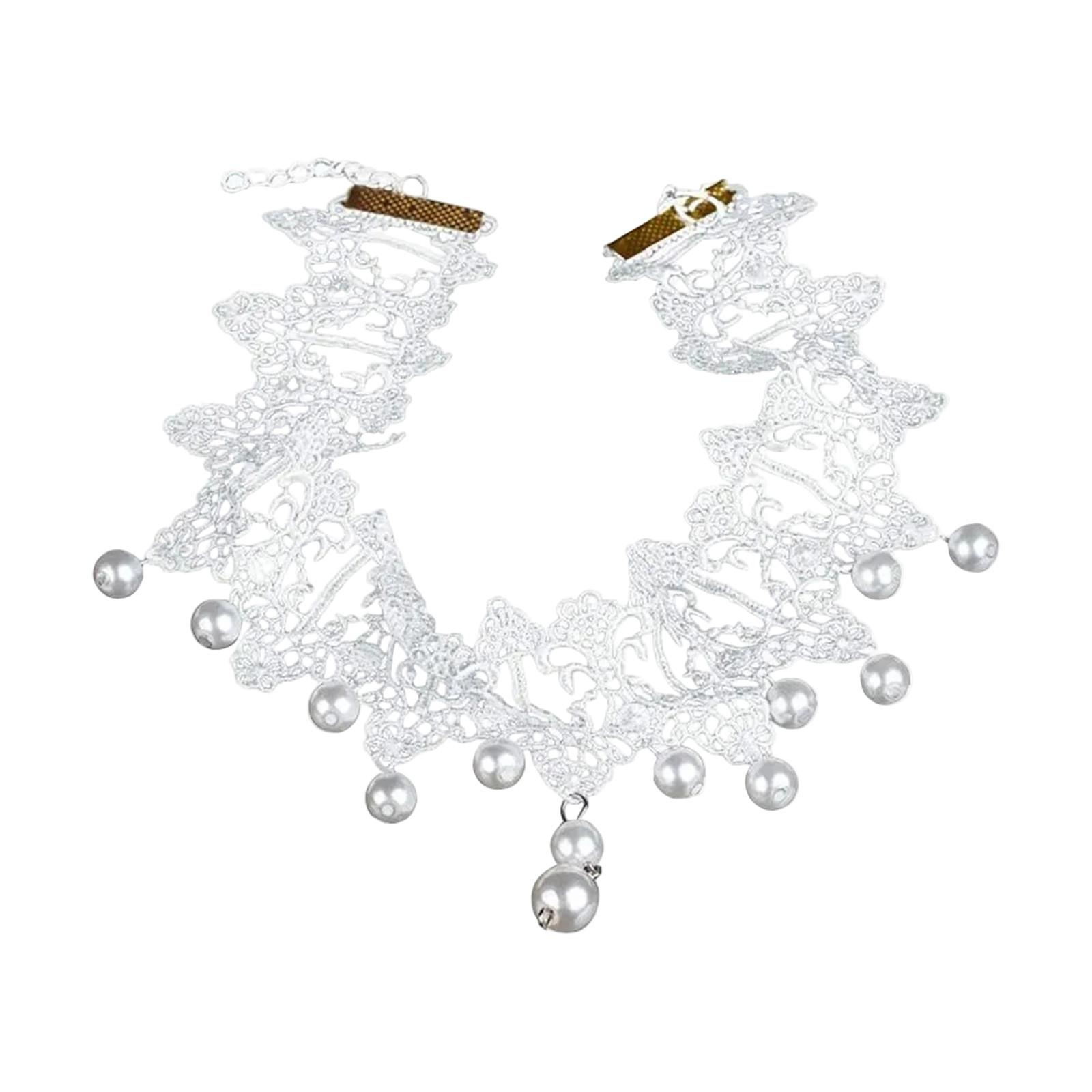 

Ремешок на шею, ожерелье Court Gothic Spicy Girl, кружевное ожерелье, ошейник-цепочка на ключицу One Size белый