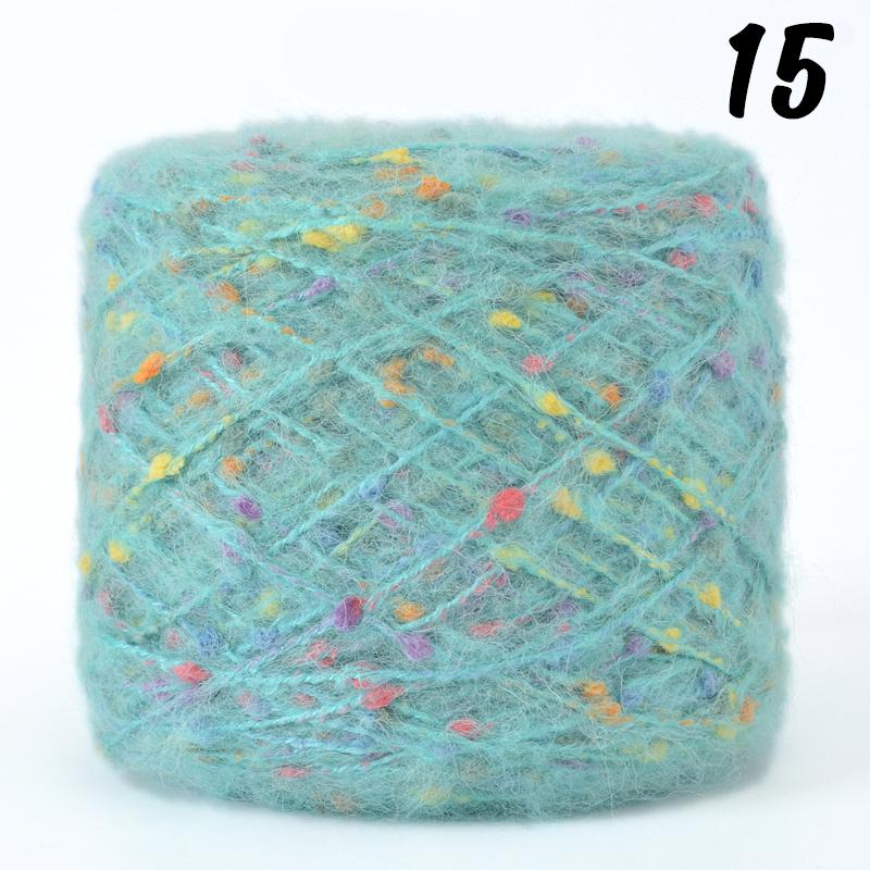 Mohair Yarn Ball with Rainbow Candy Beans Embellishment Soft Wool for Sweater Scarf Bag DIY Crochet Colorful Ball Thread