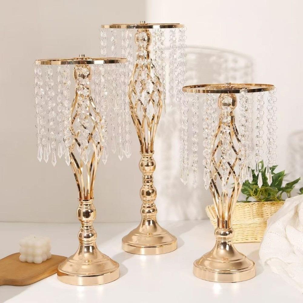 Kristall Kerzenhalter Goldene Dinner Kerzenständer Mode Blumenvase Hochzeitsmittelstück