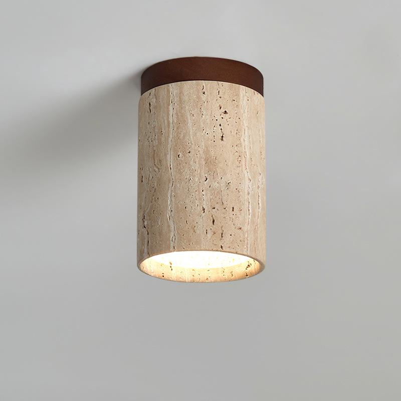 Lampada da soffitto nordica Wabi-Sabi in travertino nero per ingressi e corridoi in stile giapponese
