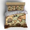 Vintage Treasure Map Design Bedding Duvet Cover Set Duvet Cover Pillowcases  (1*Duvet Cover 2*Pillowcases, Without Duvet Insert)
