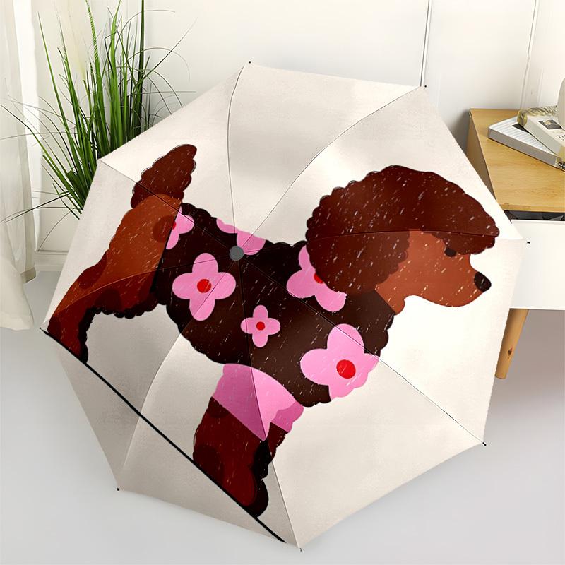

1pc Poodle, Floral Automatic Folding Umbrella & Self-Folding Canopy - Heavy-Duty 8-Rib Iron Frame, Birthday, Valentine s Gift yy251231038